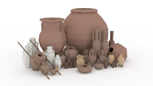 Low Poly Clay Containers preview image